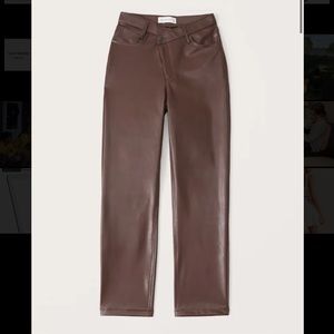 Abercrombie Vegan Leather Dad pants with asymmetrical waist
